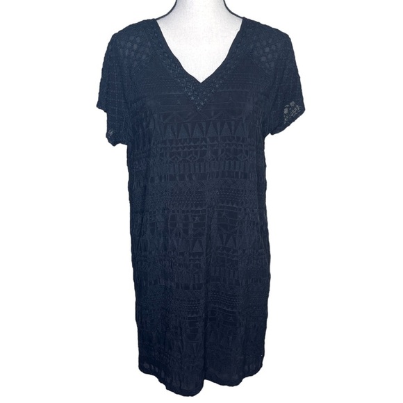 Velvet by Graham and Spencer Black Short Sleeve Mini Dress Cover Up small - Picture 1 of 11